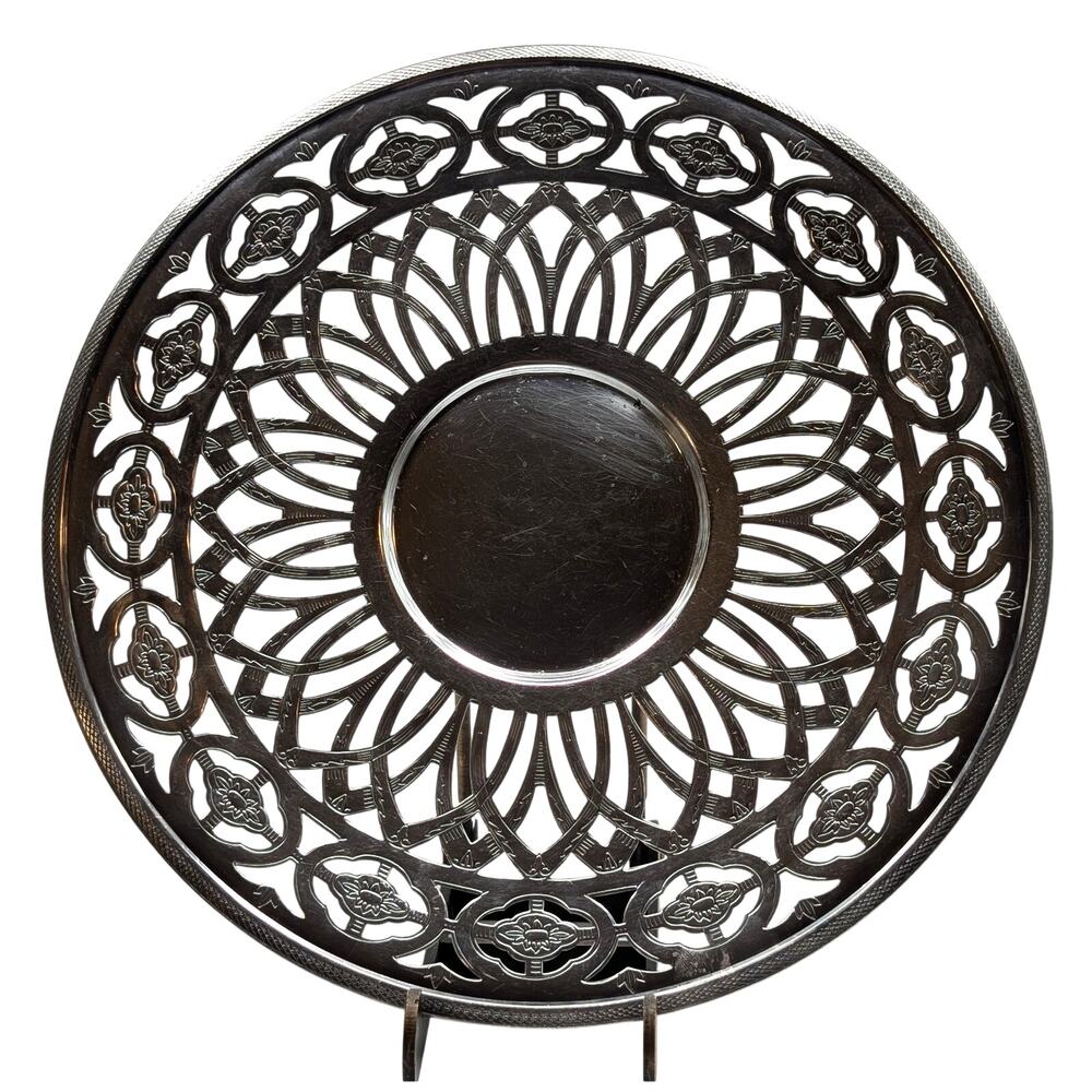 Vintage Rogers Silverplate Cut Out Etched Design Plate